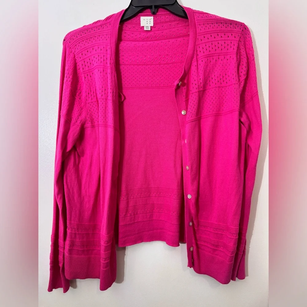 a new day Fuchsia Button-Front Lightweight Knit Cardigan - Picture 2 of 5